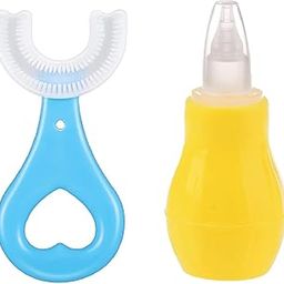 GREST Baby Silicone Yellow Nose Cleaner Nasal Aspirator with U-shaped Soft Silicone Mouth Cleaning Toothbrush For Kids-image-5