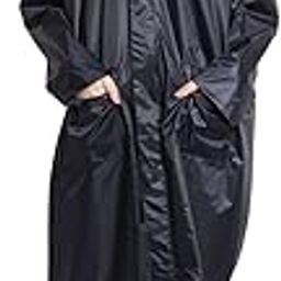 Women's Solid Rain Coat/Overcoat with Hoods and Side Pockets, 100% Waterproof Raincoat (Navy Blue)-picture-23