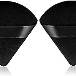 BH STUDIO PRO Triangle Makeup Puff Pure Cotton Powder Puff Soft Cosmetics Puff Mineral Powder Puff Wet Dry Makeup Tool - Black (pack of 2)-image-91