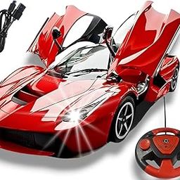 Brand Conquer Rechargeable Remote Control Sports Car with Openable Doors Rc Car with Led Lights for Kids Super Sports Car for Kid High Speed Rc Car Toy Big Size 3-10 Years Old Kids(ferrari RC car Red)-16
