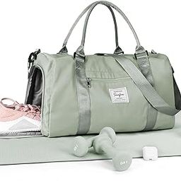 Travel Duffel Bag, weekender carry on bags for women, overnight bags for Men multi-functional Sports Tote gym bag, A9-Grey Green （Large）, Large-image-38