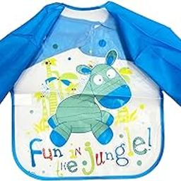 POLKA TOTS Waterproof Washable Full Sleeves Apron Feeding Bibs with Super Absorbent, Soft, Comfortable & Lightweight for Infants & Baby Toddlers (Fun Jungle)-16