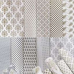 NIPPY Gift Packing Paper Printed Gift Wrapping Paper 26" x 19" Inches) : Pack of 25 sheets MIX DESIGNS - Golden/Silver-21