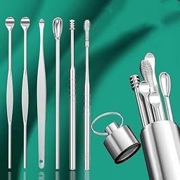 Diqies 6-in-1 Ear Wax Cleaner - Resuable Ear Cleaning Tools with Aluminum Tube - Ear Pick Wax Remover Tool Kit with Ear Curette Cleaner and Spring Ear Buds Cleaner Fit in Pocket Great for Traveling-image-7
