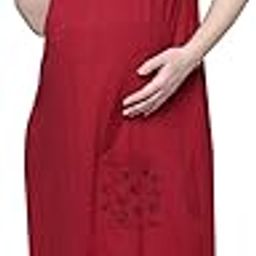Womens 100% Cotton Printed Maternity Night Dress-image-34