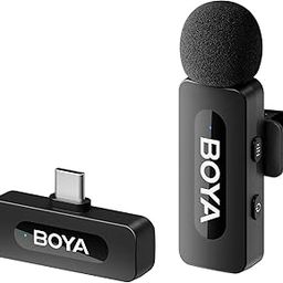 Boya BY-V10 2.4 ghz Omnidirectional Wireless Microphone System with a Transmitter & Receiver for Type-C Devices & Android. for Vlog, Social Media, YouTube Content with Rechargeable Battery. 50m Range-10