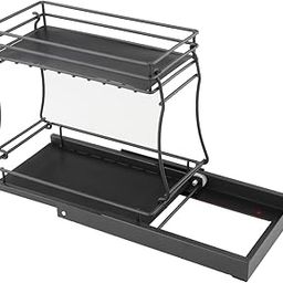 UJEAVETTE Sliding Basket Organizer Spice Rack Storage for Under Sink Condiment Bottles-image-35