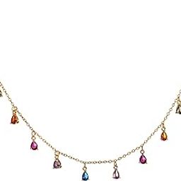 925 Sterling Silver Multi-Color Raindrops Necklace For Women | Studded with Cubic Zirconia Gem | With Certificate of Authenticity and 925 Hallmark | For Women and Girls-image-4