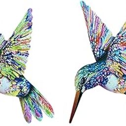 UJEAVETTE Hummingbird Metal Wall Decor Colorful Art Crafts for Hallway Patio Farmhouse Purple Head-image-109