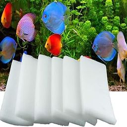 DESPACITO 6pcs Aquarium Filter Sponge Pad Cotton for Fish Tank Washable & Reusable Biochemical Sponge Filter for Aquarium Filter Media Accessories Mechanical Filtration Cuttable Foam (38x12x2cm)-23