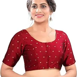 vamas Women's Silk Solid Elbow Sleeves Readymade Saree Blouse (X-768.ELB)-picture-0