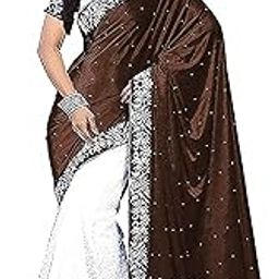 Women's Embellished Embroidered Lace Border Half & Half Saree with Velvet Unstitched Blouse Piece-image-71
