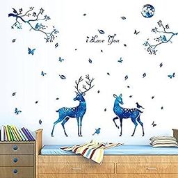 Jaamso Royals Blue Elk Nordic Wall Stickers for Kids Room - Decorative Wall Decals-18