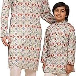 Cotton Father And Son Matching Dress Kurta and Trousers Set Ethnic Wear (Combo) B-124-picture-18