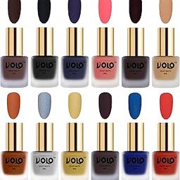 Volo Velvet Dull Matte Bold Colors Nail Polish Combo in Wholesale Rate(Chocolate Brown, Black, Russian Navy Blue, Dark Peach, Dark Wine, Skin Nude, Metallic Coral, Coral 96 ml) Pack of 12-image-87
