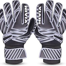 Nivia Ditmar Spider Black Goalkeeper Gloves for Men & Women, Hyper Grip Latex Palm, Embossed Cushioned PVC Backhand, Positive Cut, Airculated Sweat Management Design, Black(Large)-image-42