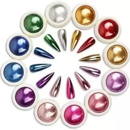 Mirror Chrome Nail Powder Set - 12 Colors Metallic Holographic Chrome Nail Powder Purple Green Red Rose Gold Nail Chrome Powder for Gel Nails Manicure Nail Art Chrome Powder-image-98
