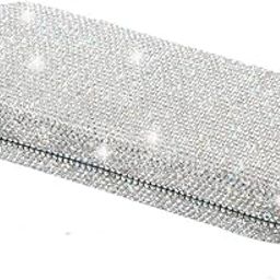 Bling Bling Diamond Eyeglasses Cases for Women Men, Sparkly Rhinestone Portable Protective Case for Sunglasses., Silver, Small-image-26