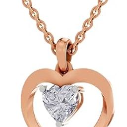 Lab Grown Diamond 1 Carat IGI Certified Heart Shape Solitaire Diamond Pendant for Women|14K Rose Gold FG VS Quality-image-40