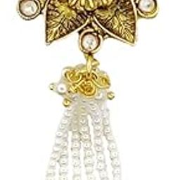 Saree Pin | Gold Plated Sari Brooch | Safety Pin for Nauvari Saree, Lehanaga, Dressing Brooch Pin | Wedding Jewellery For Women & Girls - Set of 1-image-22