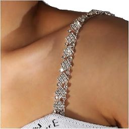 1 Pair Rhinestone Bra Shoulder Straps Crystal Shoulder Strap Chain Rhinestone Underwear Chain Bridal Wedding Dress Bra Shoulder Chain for Women Body Jewelry-image-21