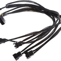 Meri Shopp 1 to 5 x 4 pin Fan Y Splitter Power Extension Cable Fans Splitter Lead All Black Sleeved-66