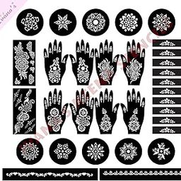 Ivana's Set of 32 Pcs Combo Pack, Reusable Mehandi For Hands Henna Tattoo Stencil For Women, Girls and Kids Easy To Use In Just 4 Steps Indian Design Collection, C-2106-image-24