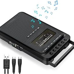 Gracioso Cassette Player Converter, Portable Cassette to MP3 Music via U Disk/SD Card or PC, Record to Cassettes/USB/SD Card via Mic,Cassette Tape Player with Headphone Jack,Retractable Handle-3
