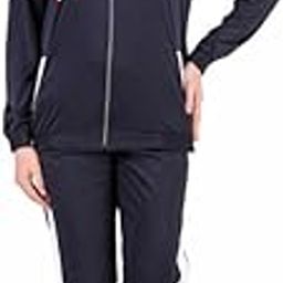 Women Sports Track Suit Set 100% PolyCotton Zipper Navy-image-29
