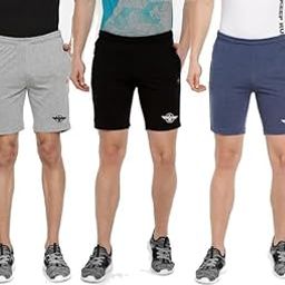 KVM Garments Men's Solid Shorts with Functional Pockets, Light Weight, Comfortable,Above Knee, All Day Wear Casual Shorts Set of 3(Blue,Black,Grey)-image-10
