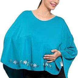 Women Round Neck Harbor Blue Color Knit Nursing Wrapper (One Size)-image-81