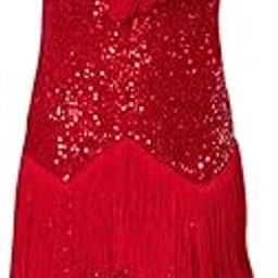 CALANDIS™ Womens Latin Dance Dress Shiny Sequins Dress for Club Prom Stage Performance L Red | Ballroom | Adult Dancewear | Dancewear-picture-23