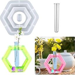 ARTOOL Hexagon Shape Vase Resin Art Mold DIY Multiuse Plant vase With Propagation Station For Home Office Garden Décor Art and Craft Making Silicone Mold 1pcs Test Tube-image-51