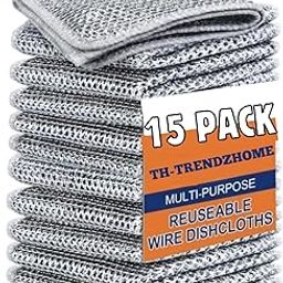 Stewit (15 Pack) Non-Scratch Dish Wash Cloth, Steel Wire Dish Cloth, Wire Dishwashing Rags Stainless Steel Scrubber Non-Scratch Wire Dishcloth for Washing Dishes Sinks Counters-26