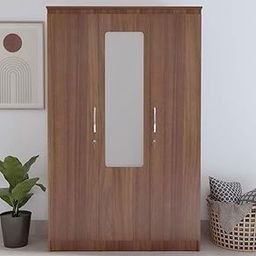 Amazon Brand - Solimo Adona Engineering Wooden Wardrobe Almirah for Clothes with 1 Door | Wardrobe Organizer for Clothes | Multipurpose Almirah for Bedroom - Wyoming Maple (3 Door, Leon Teak)-31