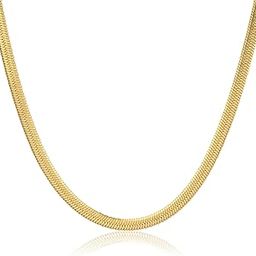 18K Gold Plated Snake Chain Herringbone Necklace, Waterproof, Skin-safe Stainless Steel Jewellery-2