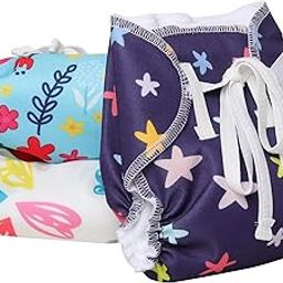 Mom's Pride Unisex Waterproof Padded Langot - Pack of 3 Cotton Smart Cloth Nappy With Gentle Elastics & Stay-Dry Layer (Printed Collection, Size 1, Fits 3-7 Kg)-picture-30
