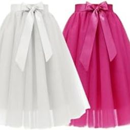 Girls Tulle Skirts A-line Mesh Skirt Tutu Skirts Dress for Toddler Girls Pack of 2(White&Rani14 Years - 15 Years)-image-61