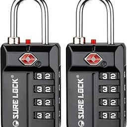 SURE LOCK TSA Approved Travel Luggage Locks, Open Alert Combination Lock for School Office & Gym Locker,Toolbox, Pelican Case,Easy Read Dials- 1, 2 & 4 Pack (1, Black 2 Pack)-11
