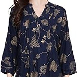 Women All-Over Print Mandarin Collar Pintuck Plus Size Tunic-image-32
