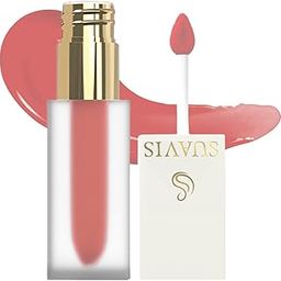 Suavis Glossy Liquid Lipstick | 10 Hours Long Lasting | Lightweight & Comfortable Lip Gloss| Intense Moisturizing Effect Hydrating & Shiny Glossy Finish | Enriched with Vitamin E | 5ML (Beaming Strawberry)-0