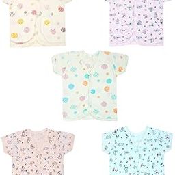 BREEZEWAY New Born Baby Boys & Baby Girls Half Sleeve Button top Cotton Set 0-6 Month Babies (Pack of 5) Multicolour-12