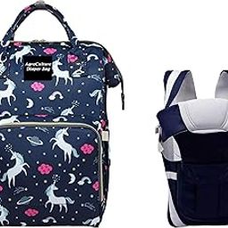 Tip 'n' Top Premium Baby Diaper Bag for Mother + Blue Baby Carrier, Baby Diaper bag (Navy Blue) Pack of 2-6