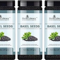 Herbs Library Fresh and Natural Basil Seeds (Pack of 3, Eaach 125 gram)|Reduce Body Heat Tukmaria Seeds for Weight Management High in Fibre, For Enhance Skin and Hair Health Immunity Booster|-image-31