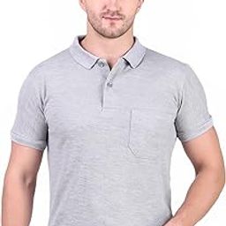 Regular Fit Half Sleeve Polo T Shirt for Men with Pocket Polycotton Multicolors (L, Grey)-image-67