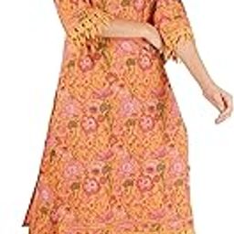 Jaipuri Cotton Floral Printed Straight Lace Work Casual Kurta Set With Palazzo-picture-1