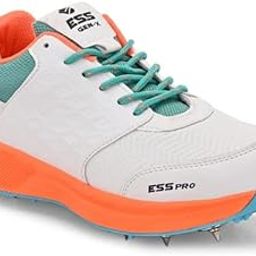 ESS Spikes Pro S24 Cricket Shoes, Unisex, Rubber Cleats, White-Turquoise-Orange-image-7