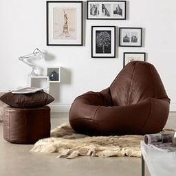 SATTVA Premium Faux Leather Bean Bag Combo with Footrest & Cushion | XXXL Size | Comfortable Seating for Up to 6'3" Height, 120 KG Weight | Durable, Easy to Maintain, Stylish Design | Dark Brown-image-82