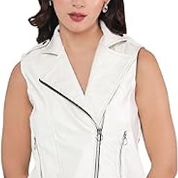 Solid White Women's Jacket-Faux Leather, Regular, (10487)-image-32