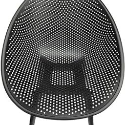 Amaze Modern Oval Chairs, Contemporary Accent Lounge Chairs with Perforated Breathable Egg Shaped Pod Seat for Kitchen, Dining, Patio, Indoor Outdoor, Black-46